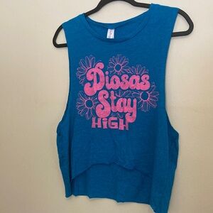 420 Stoner Blue Sleeveless Graphic Tank Top Latinx Spanish Medium